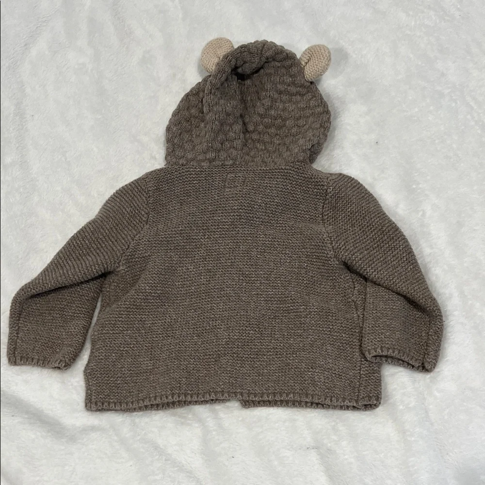 Baby Gap Adorable Brown Bear Hooded Cardigan Sz 6-12 months